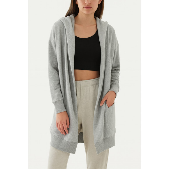 Athleta Women Cardigan Sweater Medium Gray Open Front Pockets Athleisure Capsule - Picture 1 of 10